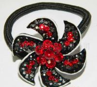 供应韩版头饰 水钻+滴油皮绳头花，引领时尚爆款潮流