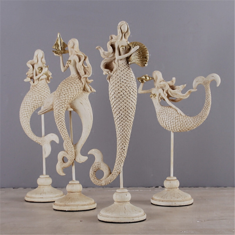 欧式复古美人鱼摆件 树脂工艺打造的家居艺术珍品